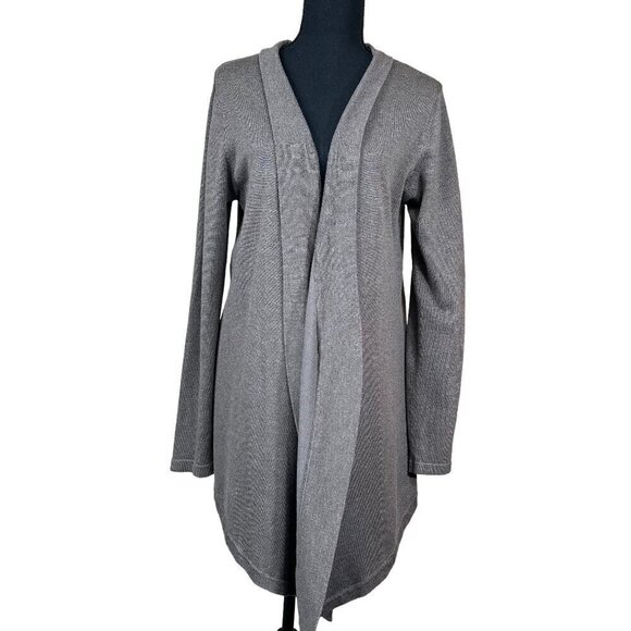 89th & Madison Gray Waterfall Long Cardigan Sweater Size L - Picture 1 of 5